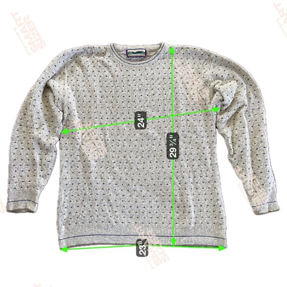 Vintage Men’s Shenandoah Knit Sweater Oatmeal, Brown, Blue - Size Large Tall - Picture 7 of 7